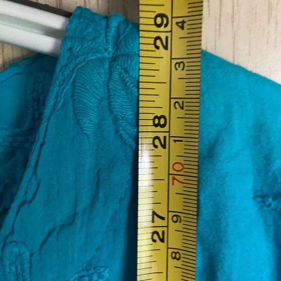 COTTONSEED Casual Wear Starfish Cotton V-Neck Aqua Top Blouse XL - Picture 5 of 6